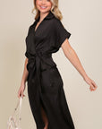 Surplice Satin Wrap Dress - My Pampered Life Seattle