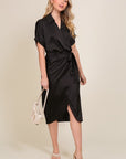 Surplice Satin Wrap Dress - My Pampered Life Seattle