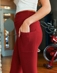 Red Full-Length Leggings with Pocket by Julia Rose