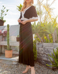 Lace Trim Tiered Wrap Dress — Romantic Flutter Sleeve Maxi