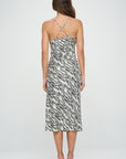 Renee C. Zebra Print Satin Bias Slip Dress with Slit