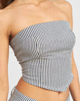 Emory Park Striped Back Strap Eyelet Detail Tube Top