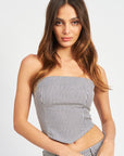 Emory Park Striped Back Strap Eyelet Detail Tube Top