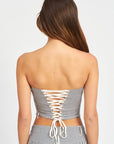 Emory Park Striped Back Strap Eyelet Detail Tube Top