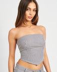 Emory Park Striped Back Strap Eyelet Detail Tube Top