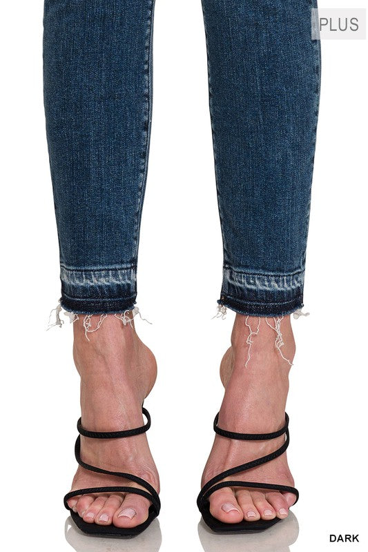 Zenana Plus High Rise Cropped Skinny Denim Pants - Online Only