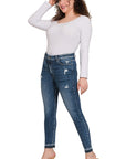 Zenana Plus High Rise Cropped Skinny Denim Pants - Online Only