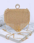 Fringe Rhinestone Convertible Clutch Bag