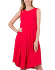 Zenana Sleeveless Round Hem Midi Dress - My Pampered Life Seattle