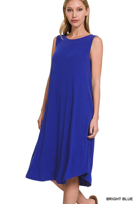 Zenana Sleeveless Round Hem Midi Dress