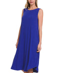 Zenana Sleeveless Round Hem Midi Dress - Online Only