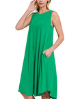 Zenana Sleeveless Round Hem Midi Dress - My Pampered Life Seattle