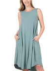 Zenana Sleeveless Round Hem Midi Dress - My Pampered Life Seattle