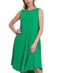 Zenana Sleeveless Round Hem Midi Dress - Online Only