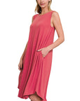 Zenana Sleeveless Round Hem Midi Dress - My Pampered Life Seattle