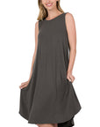 Zenana Sleeveless Round Hem Midi Dress - My Pampered Life Seattle