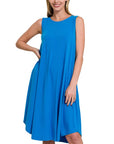 Zenana Sleeveless Round Hem Midi Dress - Online Only