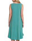 Zenana Sleeveless Round Hem Midi Dress - Online Only