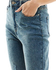 Blue Age Distressed Detailed Straight Leg Jean