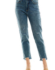 Blue Age Distressed Detailed Straight Leg Jean