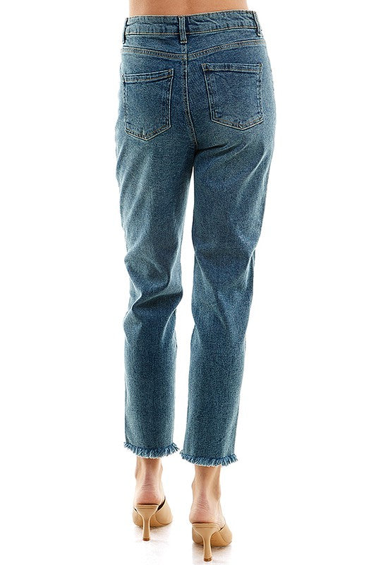 Blue Age Distressed Detailed Straight Leg Jean