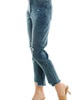 Blue Age Distressed Detailed Straight Leg Jean