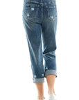 Blue Age Roll-Up Distressed High Rise Stretch Mom Jeans