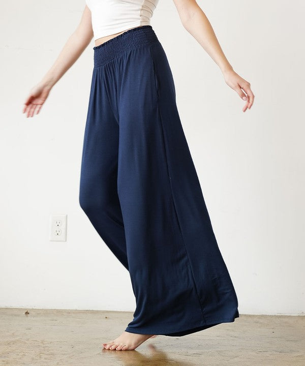 Fabina Smock Elastic Waist Maxi Palazzo Pant