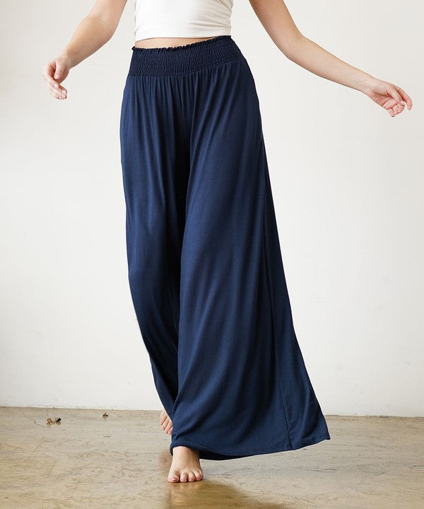 Fabina Smock Elastic Waist Maxi Palazzo Pant