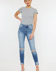 Kan Can USA High Rise Fray Hem Ankle Skinny Jeans