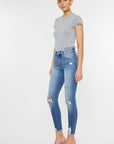 Kan Can USA High Rise Fray Hem Ankle Skinny Jeans