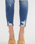 Kan Can USA High Rise Fray Hem Ankle Skinny Jeans