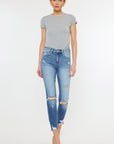 Kan Can USA High Rise Fray Hem Ankle Skinny Jeans