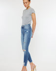 Kan Can USA High Rise Fray Hem Ankle Skinny Jeans