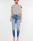 Kan Can USA High Rise Fray Hem Ankle Skinny Jeans