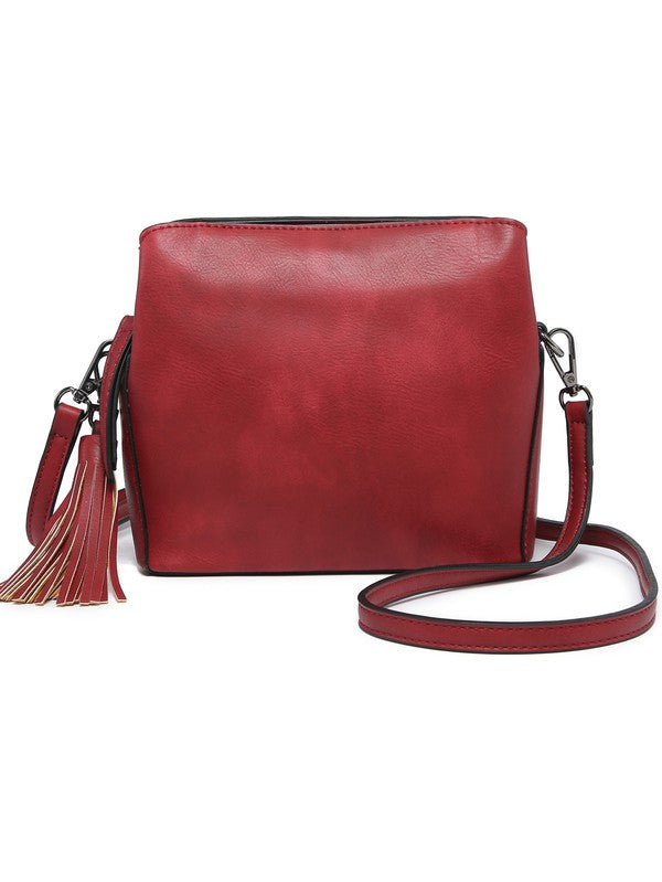 Small Crossbody Bag with Guitar Strap  Triple Pockets