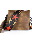 Small Crossbody Bag with Guitar Strap  Triple Pockets