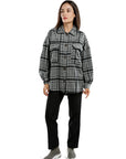 Long Sleeves Oversized Checkered Shacket