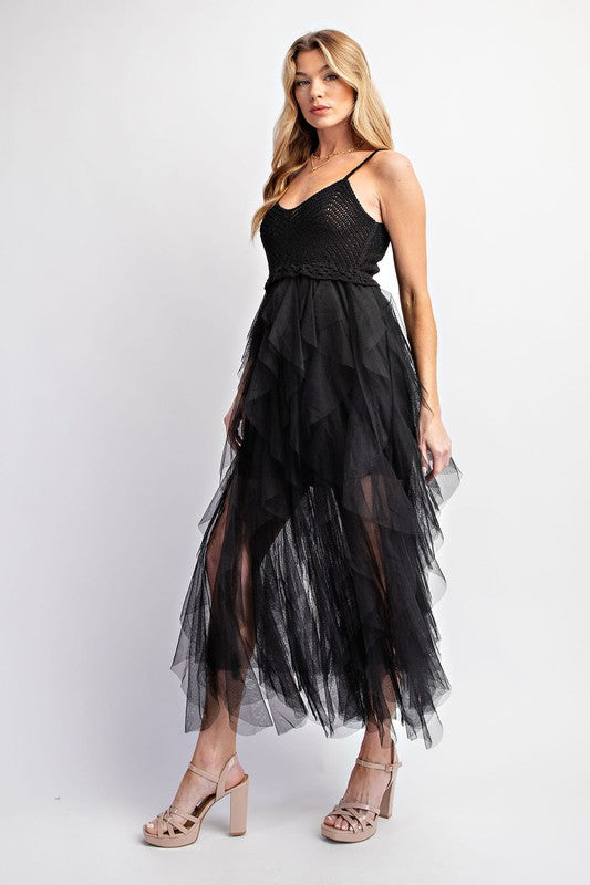 Sweet Generis | Lovely Tulle Midi Crochet Dress
