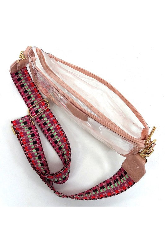 See Thru Clear 2-in-1 Crossbody Bag with Guitar Strap