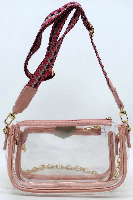 See Thru Clear 2-in-1 Crossbody Bag with Guitar Strap