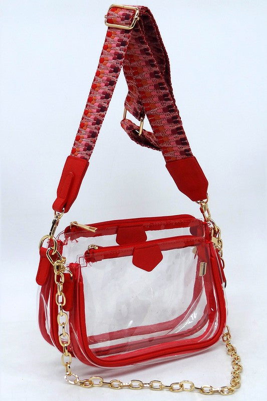 See Thru Clear 2-in-1 Crossbody Bag with Guitar Strap