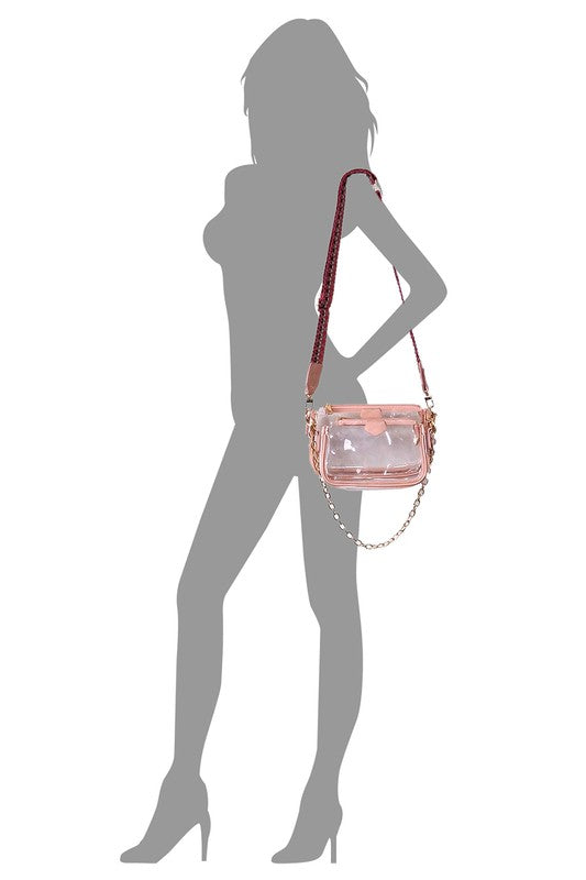 See Thru Clear 2-in-1 Crossbody Bag with Guitar Strap