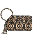 Leopard Cuff Handle Tassel Wristlet Clutch