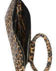 Leopard Cuff Handle Tassel Wristlet Clutch