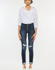 Kan Can USA High Rise Button Down Cuffed Ankle Skinny Jeans