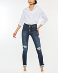 Kan Can USA High Rise Button Down Cuffed Ankle Skinny Jeans