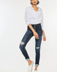 Kan Can USA High Rise Button Down Cuffed Ankle Skinny Jeans