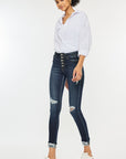 Kan Can USA High Rise Button Down Cuffed Ankle Skinny Jeans