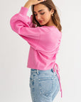 LE LIS Fuzzy Sweater with Back Ruching